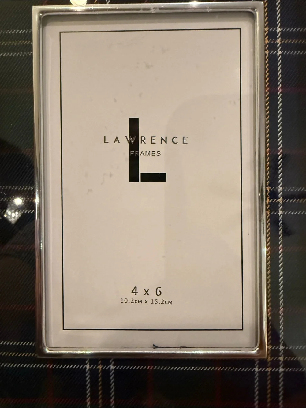 Lawrence Frame 4x6 Plaid Accent Photo Frame in green and blue.